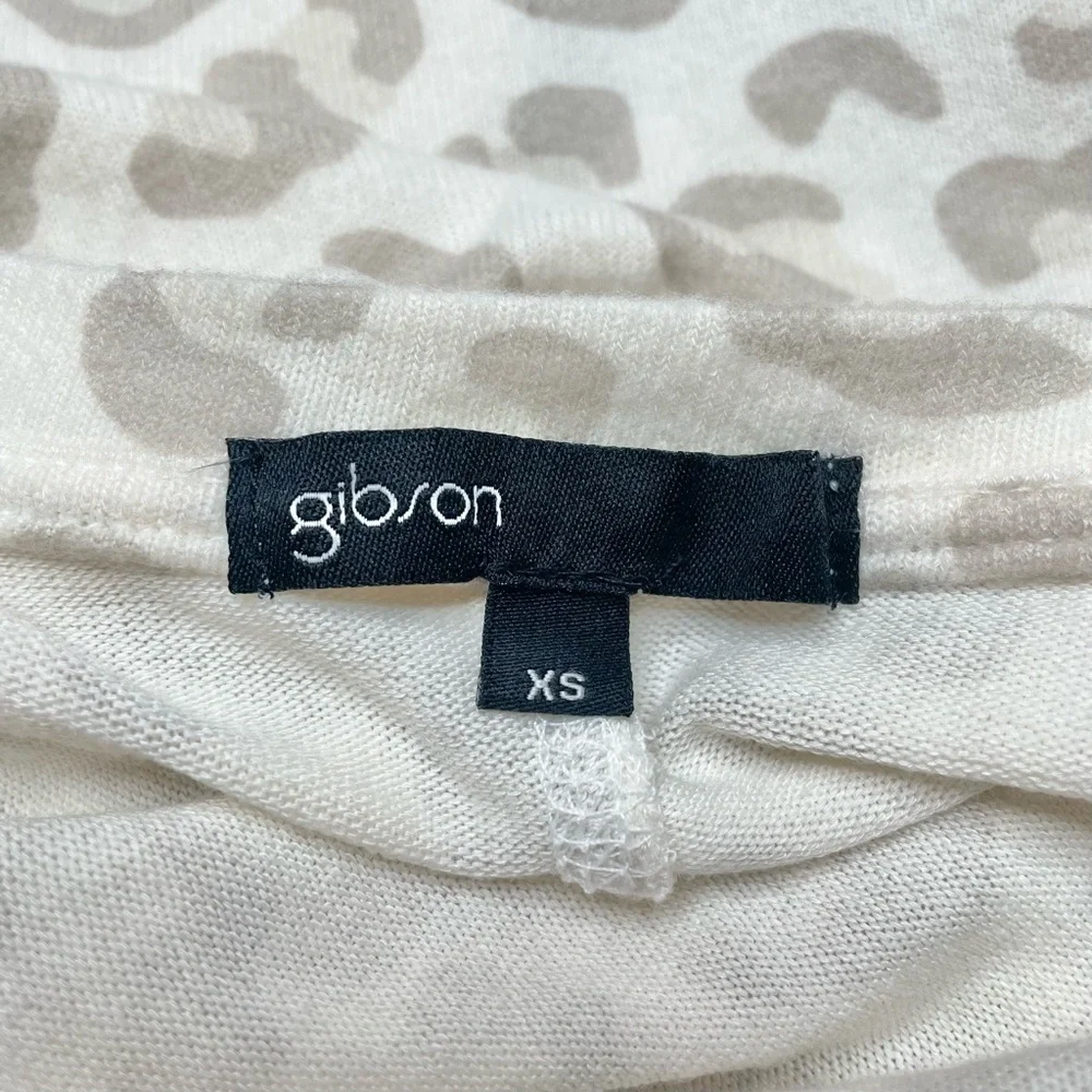 Gibson Leopard Print V-Neck Oversized Long Sleeve Top Tunic Sweater Extra Small